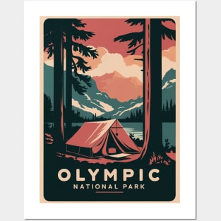 Vintage Olympic National Park Camping Poster Posters and Art